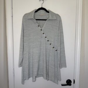 Soft Surroundings Tamara Lightweight Knit Asymmetrical Button Tunic Large